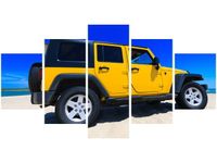 OBRAZ ŻÓŁTY JEEP SAMOCHÓD PLAŻY