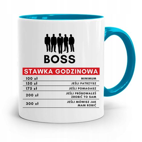 Kubek Błękitny Dla Szefa Stawka Godzinowa Prezent Z Nadrukiem Ze Zdjęciem na Arena.pl