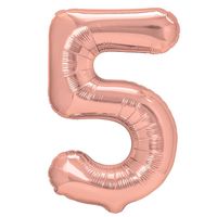 Balon foliowy cyfra 5 różowe złoto 100 cm