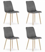 Krzesło LAVA - ciemny szary aksamit / nogi kolor drewna x 4
