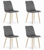 Krzesło LAVA - ciemny szary aksamit / nogi kolor drewna x 4