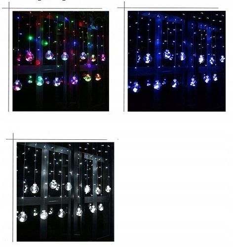 Kurtyna świetlna girlanda lampki świąteczne kule bombki led sople 1005 na Arena.pl