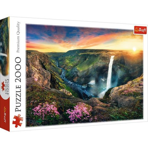 Puzzle 2000 Elementów Wodospad Haifoss, Islandia na Arena.pl