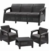 KOMPLET MEBLI WYPOCZYNKOWY RATTAN CORFU MAX GRAFIT 5 OS ALIBERT OGRÓD