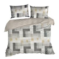 Pościel bawełniana LEA 200x220 Design91 szara biała beż geometria