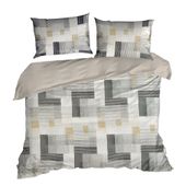 Pościel bawełniana LEA 200x220 Design91 szara biała beż geometria