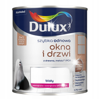 DULUX SZYBKA ODNOWA OKNA DRZWI FARBA DO DREWNA PCV METALU BIAŁY 0.75L