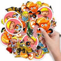 NAKLEJKI ETYKIETY NA ZESZYT NALEPKA Z POSTACIAMI BOB BUDOWNICZY WZORY 6 SZT