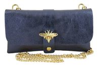 Torebka kopertówka metalizowana - Granatowa