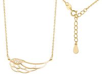 Pozłacany srebrny naszyjnik gwiazd celebrytka skrzydło anioła wings cyrkonie srebro 925 Z1438N_G