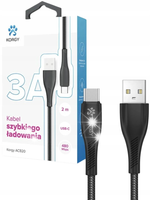 Kabel USB-A - USB-C Korgy ACB20 2m Czarny Oplot nylonowy