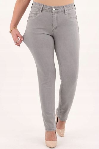 SPODNIE JEANSOWE BAWEŁNIANE DAMSKIE WYSOKI STAN PUSH UP DUŻE ROZMIARY na Arena.pl