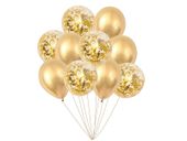 Zestaw balonów z konfetti, złoty, 12 cali, 10 szt. [balony na hel]