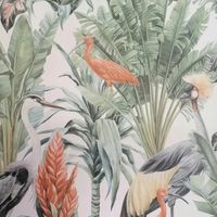 TAPETA EGZOTYCZNA PTAKI I LIŚCIE TROPICAL W ZIELENI I POMARAŃCZU OUTLET