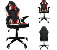 Fotel gamingowy ergonomiczny czarno-czerwono-biały eko-skóra