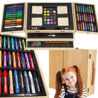 EKO ZESTAW DO MALOWANIA 196EL ARTYSTYCZNY DLA DZIECI W DREWNIANEJ WALIZCE