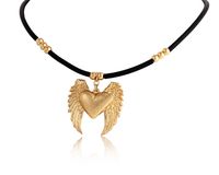 kauczukowy naszyjnik z sercem ze skrzydłami (c24/lat/26au)