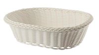 Koszyk pleciony tworzywa COMBO owalny kremowy imitacja wikliny chleb
