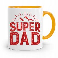 Kubek Żółty Prezent Na Dzień Ojca Super Dad Z Nadrukiem Ze Zdjęciem