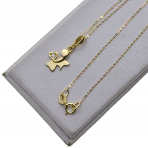 Złoty Łańcuszek z Medalikiem 585 okrągłym ANIOŁ Na KOMUNIE Chrzest + OPAKOW na Arena.pl