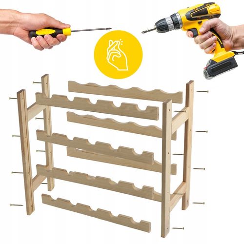 STOJAK REGAŁ NA WINO BUTELKI DREWNIANY 20 BUTELEK PÓŁKA NA ALKOHOL na Arena.pl