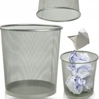 KOSZ BIUROWY NA ŚMIECI METALOWY SREBRNY 27X29CM SIATKOWY POJEMNIK