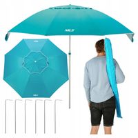 Parasol Plażowy Ogrodowy Duży Składany Parawan Filtr UV 220 cm + Pokrowiec