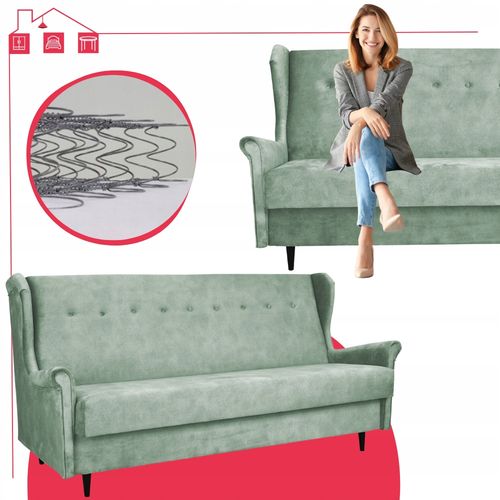 Skandynawski zestaw wypoczynkowy z funkcją spania zielony ARI Family Meble na Arena.pl