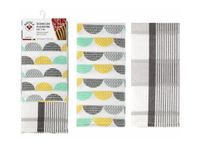 2 x Ściereczka ścierka kuchenna bawełniana ręczniczek 40x60 cm szary biały zielony żółty paski krata półkola