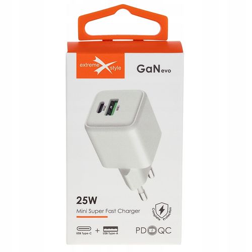 Ładowarka Sieciowa Extremestyle Usb Typ-C + Usb - Gan Evo - 25 W na Arena.pl