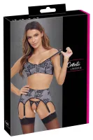 cottelli lingerie komplet 3-częściowy koronka z zamkiem xl czarny