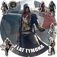 OPŁATEK NA TORT 30CM - ASSASSIN GRY GRA + IMIĘ + GRATIS! 24CM 26CM