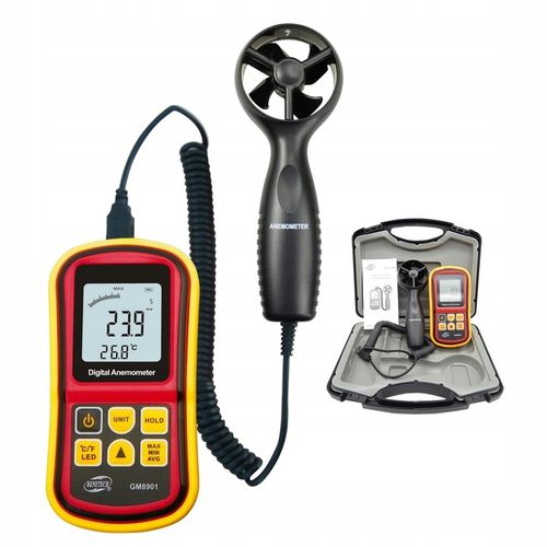 ANEMOMETR WIATROMIERZ POMIAR PRĘDKOŚCI POWIETRZA MIERNIK WIATRU TEMPERATURY na Arena.pl