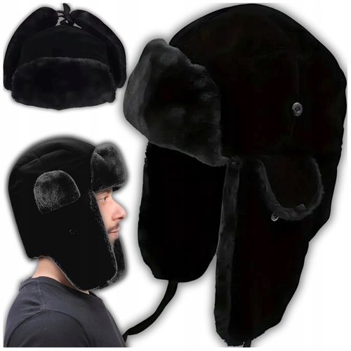 CZAPKA ZIMOWA MĘSKA CIEPŁA Z FUTERKIEM NA ZIMĘ NAUSZNIKI USZATKA OCIEPLANA na Arena.pl