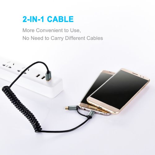 KABEL SPIRALA CHOETECH MICROUSB + USB-C 1,2M ALU na Arena.pl