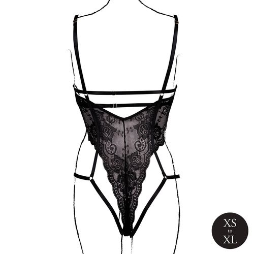 Lace Underwired Open Cup Bodysuit With Adjustable Sliders - One Size - na Arena.pl
