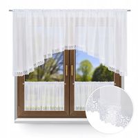 Firana do kuchni kuchenna komplet zazdrostki BIEL szerokość 400 łuk gipiura