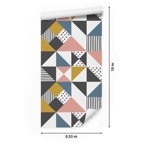 Tapeta Ścienna Do Salonu Wzór Geometryczny Kolorowe Trójkąty Abstrakcja na Arena.pl