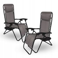 2SZT SKŁADANY MOCNY LEŻAK OGRODU FOTEL OGRODOWY ZERO GRAVITY 2X FARO BRĄZ