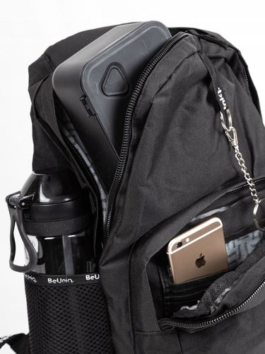 PLECAK SZKOLNY TORNISTER MŁODZIEŻOWY BeUniq CZARNY z łańcuszkiem na Arena.pl