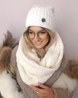 zimowy KOMPLET damski CZAPKA + KOMIN CIPEŁY szal gruby POLSKI PREMIUM kolor