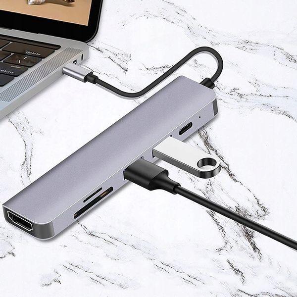 ADAPTER PRZEJŚCIÓWKA 6w1 HUB USB-C HDMI 4K SD do MACBOOK AIR PRO LAPTOPA PC zdjęcie 4