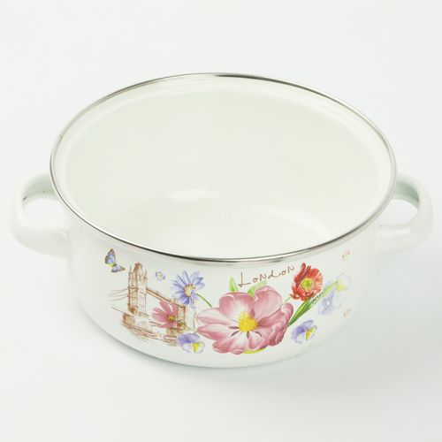 ZESTAW MAŁYCH GARNKÓW 0,7/1,2/1,7L EMALIOWANE WZÓR KWIATY GAZ INDUKCJA na Arena.pl