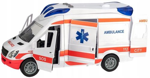 Auto Karetka Pogotowia Ambulans Bus Napęd Dźwięki Otwierane Drzwi z noszami na Arena.pl