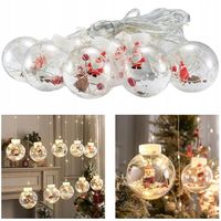 GIRLANDA KURTYNA ŚWIĄTECZNA NA OKNO KULE BOMBKI MIKOŁAJ ŚWIĘTA 3M + PILOT