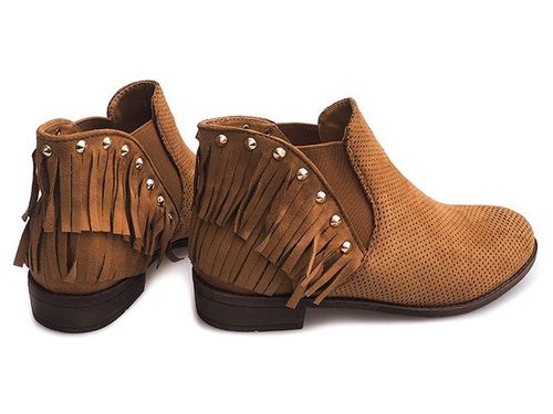 AŻUROWE BOTKI BOHO FRĘDZLE 3576 CAMEL 40 na Arena.pl