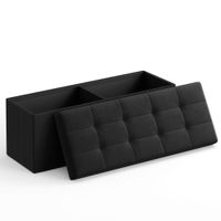 Pufa czarna prostokątna 110x38x38 cm schowek organizer pojemna len
