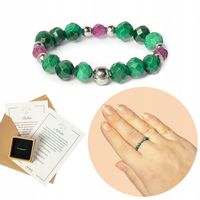 PIERŚCIONEK RUBIN , MALACHIT - kamienie naturalne - rozmiary- PREZENT