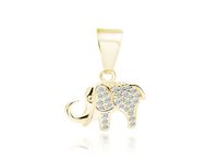 POZŁACANY SREBRNY WISIOR SŁONIK SZCZĘŚCIA CYRKONIE