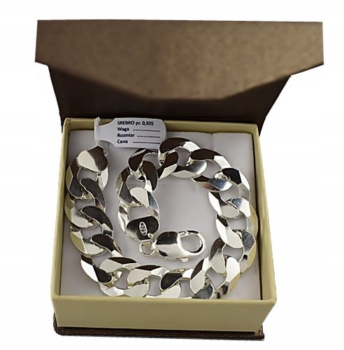 Bransoletka Srebrna Pancerka Męska Pełna Diamentowana 1,40 cm Grawer Gratis na Arena.pl